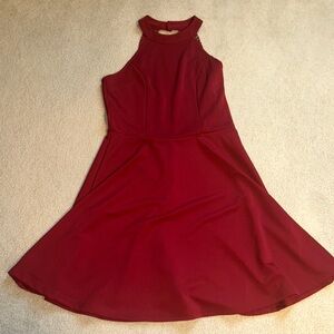 Red mini formal dress with lace open back